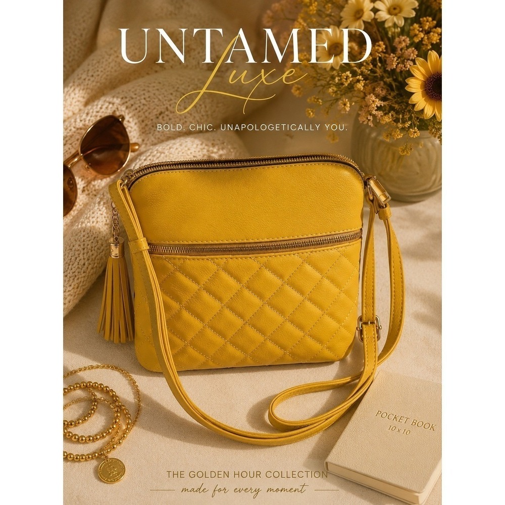 Quilted Crossbody Bag - Vegan Leather - Picture 2 of 9